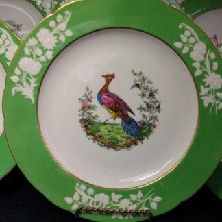 SPODE CHELSEA BIRD GREEN  R4689  SCALLOPED (c.1927)  DINNER PLATE #3 -  10 3/4 "  EXCELLENT !!  RARE !!