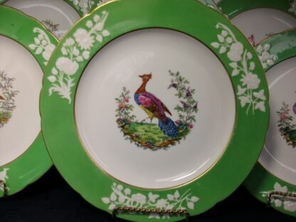 SPODE CHELSEA BIRD GREEN  R4689  SCALLOPED (c.1927)  DINNER PLATE #3 -  10 3/4 "  EXCELLENT !!  RARE !!