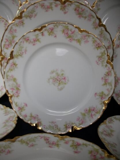 HAVILAND LIMOGES CHINA-  FLORAL GARLAND #22079- SCHLEIGER 525- GOLD TRIM,  PINK WHITE FLOWERS (c.1894+)    SALAD PLATE  7 1/2"-  EARLY RANSON SHAPE