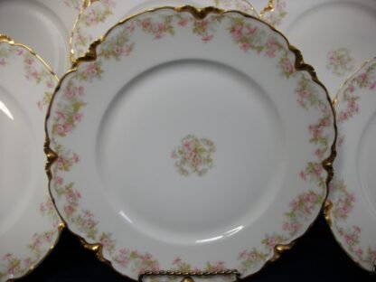 HAVILAND LIMOGES CHINA-  FLORAL GARLAND #22079- SCHLEIGER 525- GOLD TRIM,  PINK WHITE FLOWERS (c.1894+)    DINNER PLATE  9 5/8"-  EARLY RANSON SHAPE