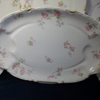 HAVILAND LIMOGES CHINA- SCATTERED ROSES  SCHLEIGER 39F - GOLD DAUBS (c.1894+)  LARGE SERVING PLATTER 17 3/4" -  EARLY RANSON SHAPE
