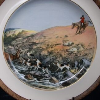COPELAND SPODE LIONEL EDWARDS FOX HUNT (c.1922) - "STAG AT BAY"  7 3/4 " DISPLAY PLATE