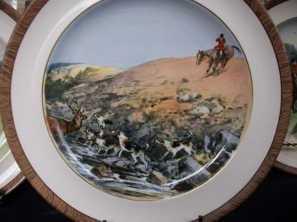 COPELAND SPODE LIONEL EDWARDS FOX HUNT (c.1922) - "STAG AT BAY"  7 3/4 " DISPLAY PLATE