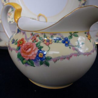 AYNSLEY CHINA MELROSE 7259 -  FLORAL BORDER ON CREAM GROUND  (c.1930+)  CREAMER 10 oz