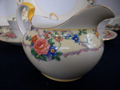 AYNSLEY CHINA MELROSE 7259 -  FLORAL BORDER ON CREAM GROUND  (c.1930+)  CREAMER 10 oz