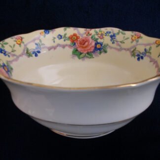 AYNSLEY CHINA MELROSE 7259 -  FLORAL BORDER ON CREAM GROUND  (c.1930+)  OVAL OPEN SUGAR BOWL