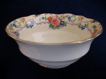 AYNSLEY CHINA MELROSE 7259 -  FLORAL BORDER ON CREAM GROUND  (c.1930+)  OVAL OPEN SUGAR BOWL