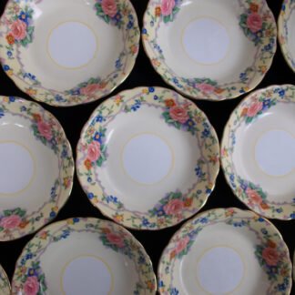 AYNSLEY CHINA MELROSE 7259 -  FLORAL BORDER ON CREAM GROUND  (c.1930+)  FRUIT DESSERT BOWL  5 1/4"