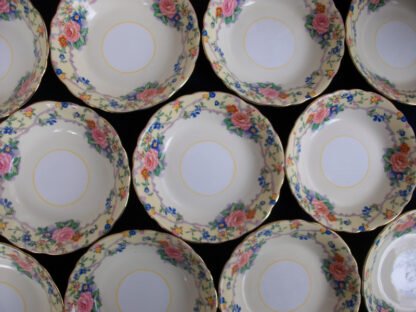 AYNSLEY CHINA MELROSE 7259 -  FLORAL BORDER ON CREAM GROUND  (c.1930+)  FRUIT DESSERT BOWL  5 1/4"