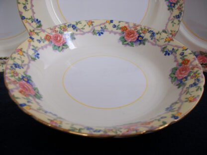 AYNSLEY CHINA MELROSE 7259 -  FLORAL BORDER ON CREAM GROUND  (c.1930+)  COUPE SOUP  BOWL  7 5/8"