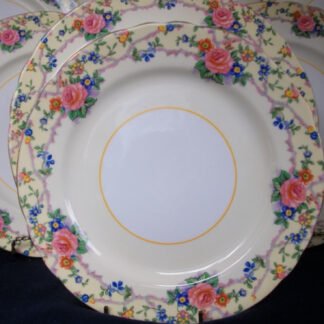 AYNSLEY CHINA MELROSE 7259 -  FLORAL BORDER ON CREAM GROUND  (c.1930+)  SALAD PLATE  8 1/4"