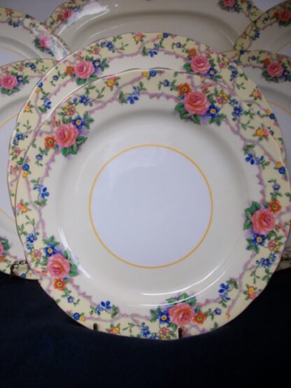 AYNSLEY CHINA MELROSE 7259 -  FLORAL BORDER ON CREAM GROUND  (c.1930+)  SALAD PLATE  8 1/4"