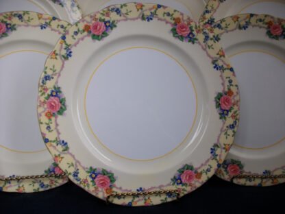AYNSLEY CHINA MELROSE 7259 -  FLORAL BORDER ON CREAM GROUND  (c.1930+)  DINNER PLATE  10 1/2"