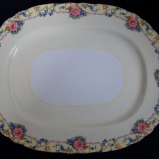 AYNSLEY CHINA MELROSE 7259 -  FLORAL BORDER ON CREAM GROUND  (c.1930+)  SERVING PLATTER  15 3/8"