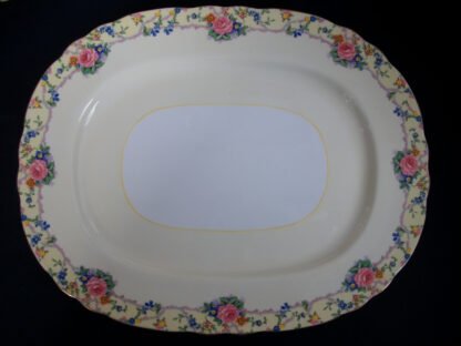 AYNSLEY CHINA MELROSE 7259 -  FLORAL BORDER ON CREAM GROUND  (c.1930+)  SERVING PLATTER  15 3/8"