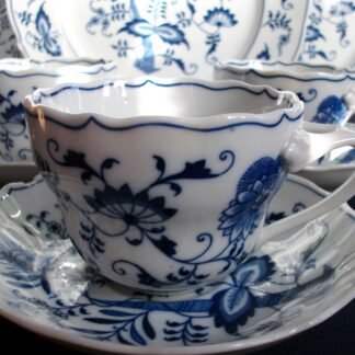 BLUE DANUBE- BLUE ONION  (c.1951+)  LARGE CUP AND SAUCER (s)- BANNER STAMP-  EXCELLENT!